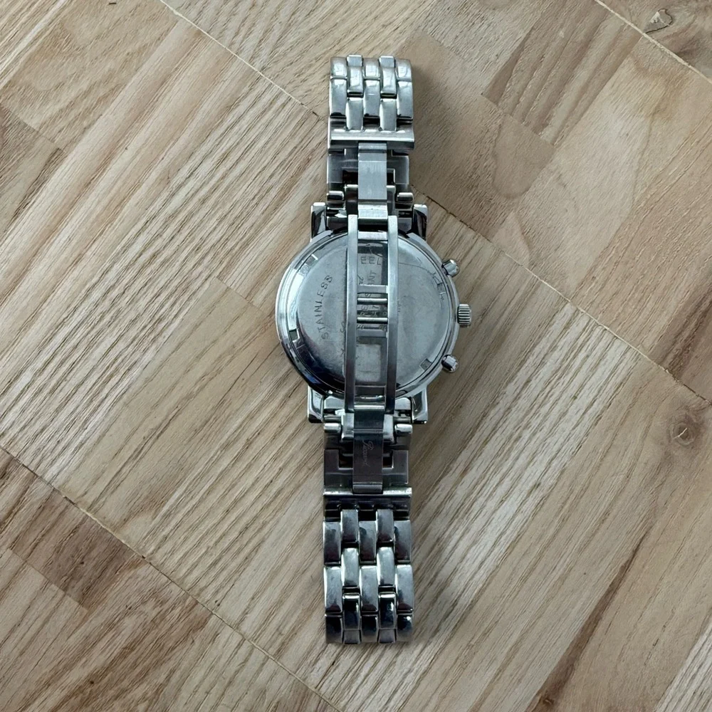 Lucien Piccard Chronograph Watch Stainless Case Bracelet Silver Dial New Crystal
